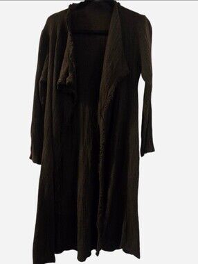 Black Log Sleeved Cottom Cardigan/duster